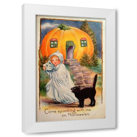 Halloween Come Spooking.tif White Modern Wood Framed Art Print by Vintage Apple Collection