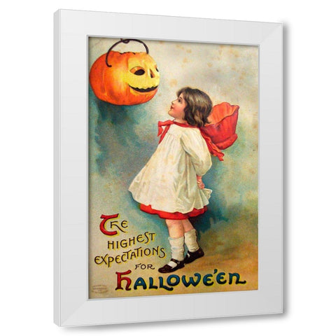 Halloween Expectations.tif White Modern Wood Framed Art Print by Vintage Apple Collection