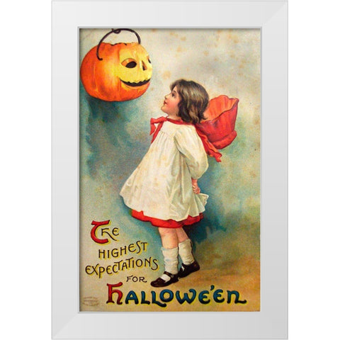Halloween Expectations.tif White Modern Wood Framed Art Print by Vintage Apple Collection