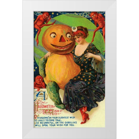 Halloween Red Head Band.tif White Modern Wood Framed Art Print by Vintage Apple Collection