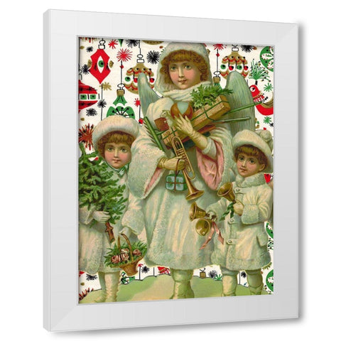 Angels White Modern Wood Framed Art Print by Vintage Apple Collection