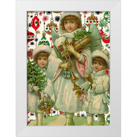 Angels White Modern Wood Framed Art Print by Vintage Apple Collection