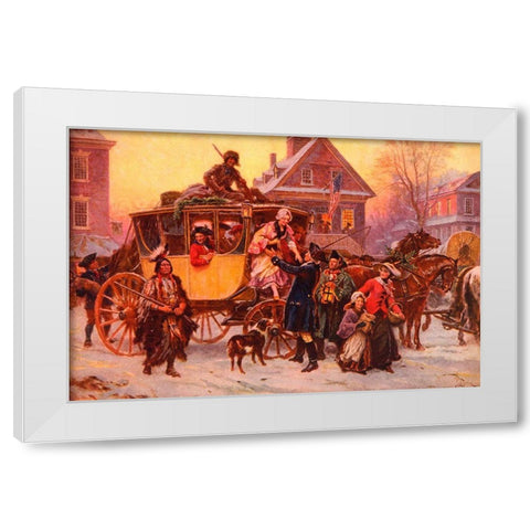 Christmas Carriage White Modern Wood Framed Art Print by Vintage Apple Collection