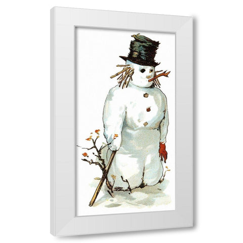 Snowman White Modern Wood Framed Art Print by Vintage Apple Collection