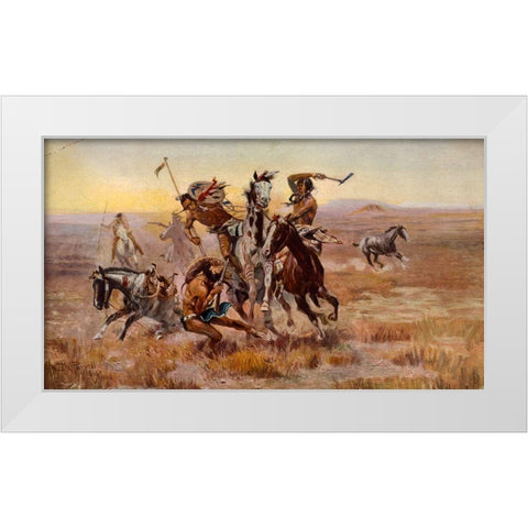 Charles Marion Russell - Souix Blackfeet White Modern Wood Framed Art Print by Vintage Apple Collection