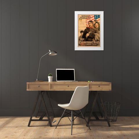 Liberty Loan White Modern Wood Framed Art Print by Vintage Apple Collection