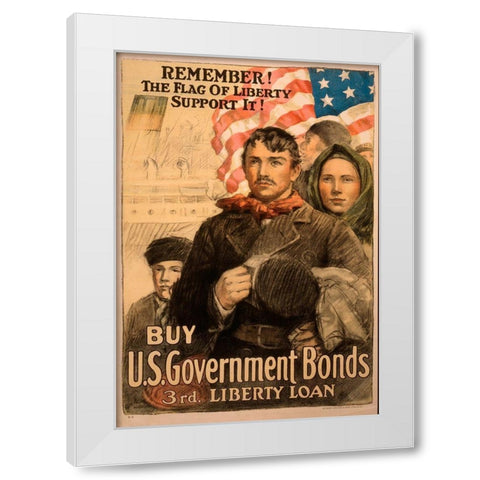 Liberty Loan White Modern Wood Framed Art Print by Vintage Apple Collection
