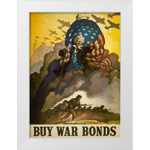 Warbonds White Modern Wood Framed Art Print by Vintage Apple Collection