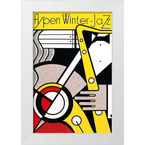 Apen Winter Jazz White Modern Wood Framed Art Print by Vintage Apple Collection