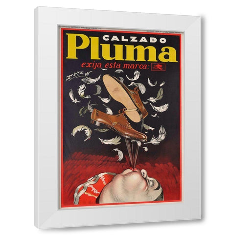 Calzado Pluma White Modern Wood Framed Art Print by Vintage Apple Collection