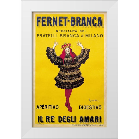 Fernet Branca Yellow White Modern Wood Framed Art Print by Vintage Apple Collection