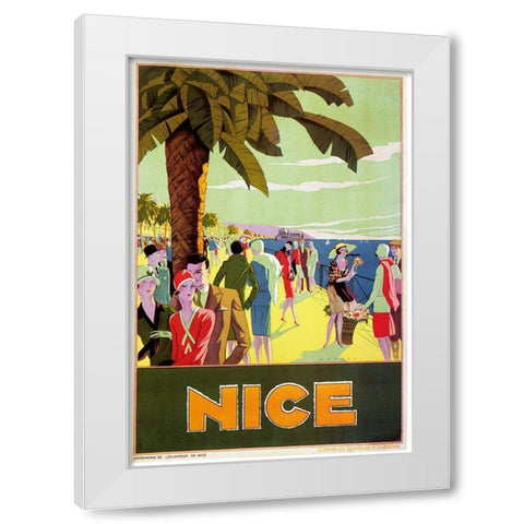 France Nice White Modern Wood Framed Art Print by Vintage Apple Collection