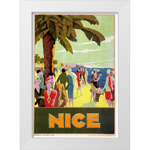 France Nice White Modern Wood Framed Art Print by Vintage Apple Collection