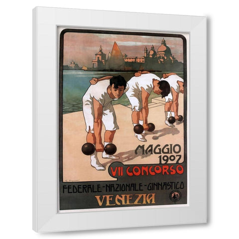 Maggio Weightlifters White Modern Wood Framed Art Print by Vintage Apple Collection