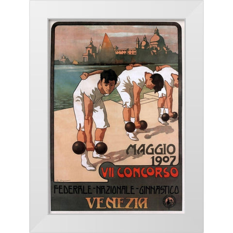 Maggio Weightlifters White Modern Wood Framed Art Print by Vintage Apple Collection