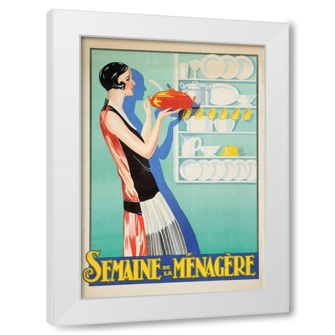 Managerie Housewife White Modern Wood Framed Art Print by Vintage Apple Collection