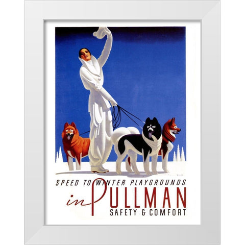 Pullman White Modern Wood Framed Art Print by Vintage Apple Collection
