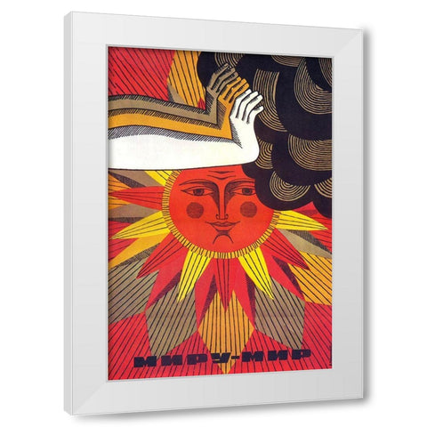 Sunburst White Modern Wood Framed Art Print by Vintage Apple Collection