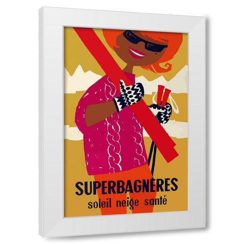 Super Bagneres Mod White Modern Wood Framed Art Print by Vintage Apple Collection