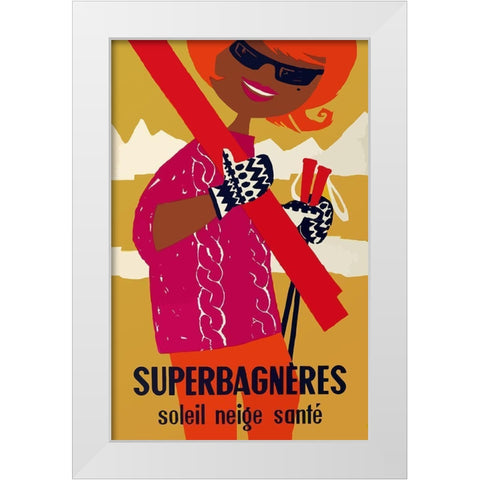 Super Bagneres Mod White Modern Wood Framed Art Print by Vintage Apple Collection