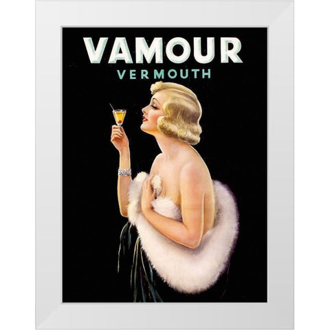 Vamour White Modern Wood Framed Art Print by Vintage Apple Collection