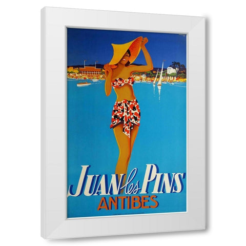 Antibes White Modern Wood Framed Art Print by Vintage Apple Collection