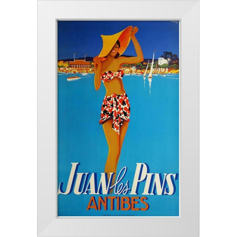 Antibes White Modern Wood Framed Art Print by Vintage Apple Collection
