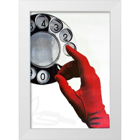 Call Me White Modern Wood Framed Art Print by Vintage Apple Collection