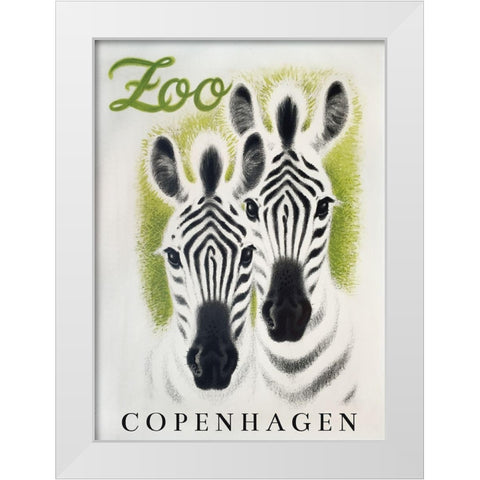 Copenhagen Zoo White Modern Wood Framed Art Print by Vintage Apple Collection
