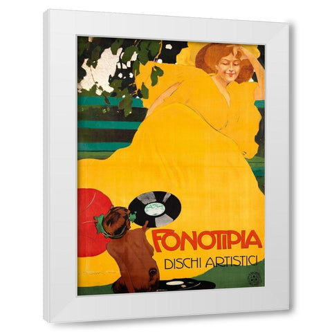 Fonotipia White Modern Wood Framed Art Print by Vintage Apple Collection