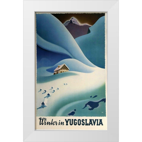 Yugoslavia White Modern Wood Framed Art Print by Vintage Apple Collection
