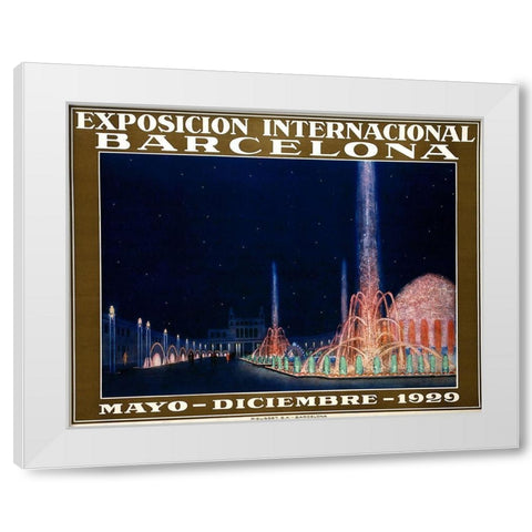 Barcelone White Modern Wood Framed Art Print by Vintage Apple Collection