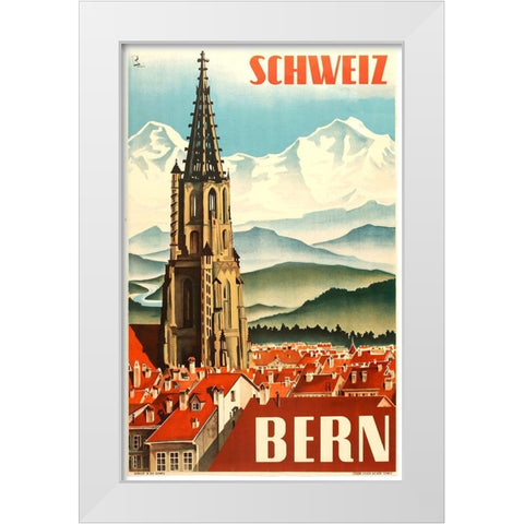 Bern White Modern Wood Framed Art Print by Vintage Apple Collection