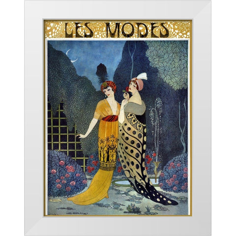Art Deco Fashion Ladies White Modern Wood Framed Art Print by Vintage Apple Collection