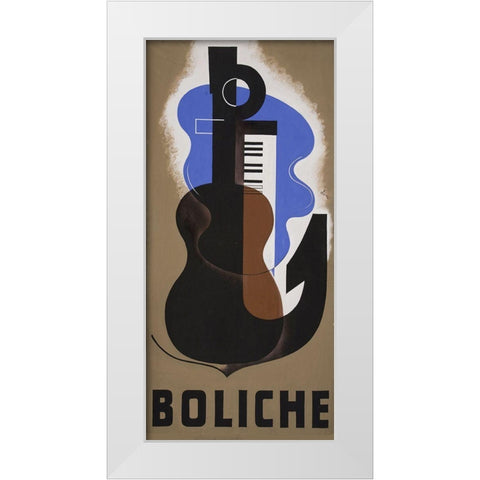 Boliche White Modern Wood Framed Art Print by Vintage Apple Collection