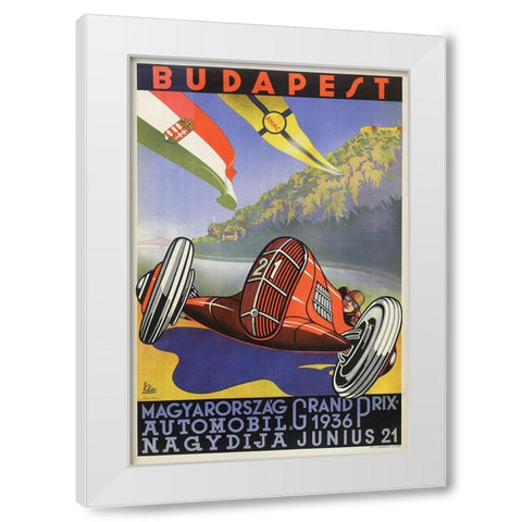 Budapest Travel White Modern Wood Framed Art Print by Vintage Apple Collection