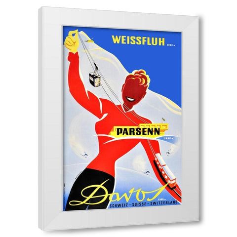 Davos 2 White Modern Wood Framed Art Print by Vintage Apple Collection