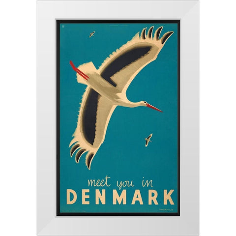 Denmark White Modern Wood Framed Art Print by Vintage Apple Collection