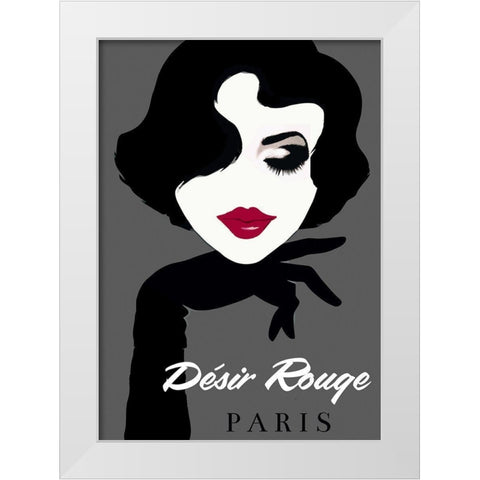 Desire Rouge White Modern Wood Framed Art Print by Vintage Apple Collection