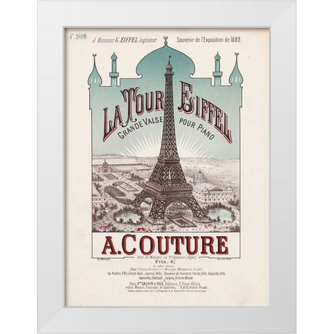 eiffel exposition White Modern Wood Framed Art Print by Vintage Apple Collection