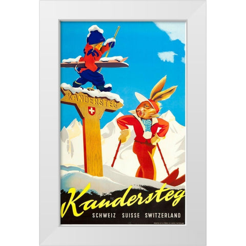 Kandersteg White Modern Wood Framed Art Print by Vintage Apple Collection