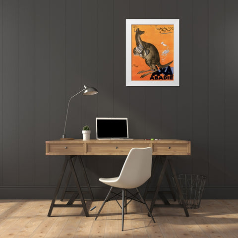 Kangaroo White Modern Wood Framed Art Print by Vintage Apple Collection