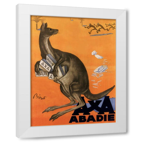 Kangaroo White Modern Wood Framed Art Print by Vintage Apple Collection