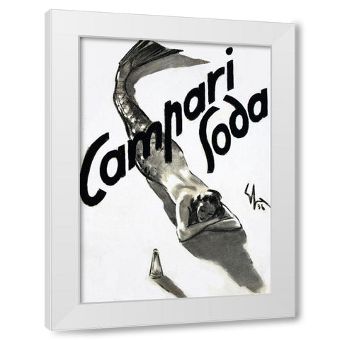 Mermaid Campari 1936 White Modern Wood Framed Art Print by Vintage Apple Collection