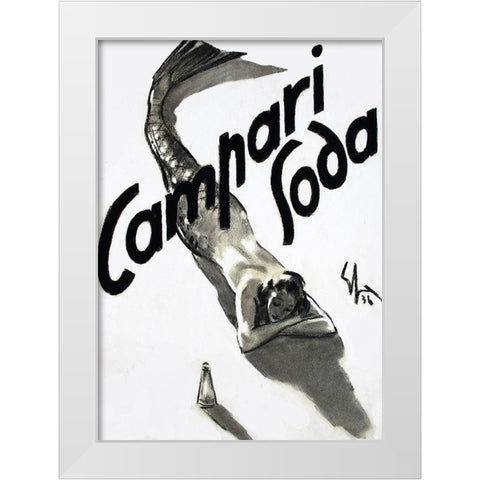 Mermaid Campari 1936 White Modern Wood Framed Art Print by Vintage Apple Collection