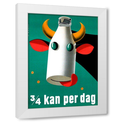 Milk Cow White Modern Wood Framed Art Print by Vintage Apple Collection