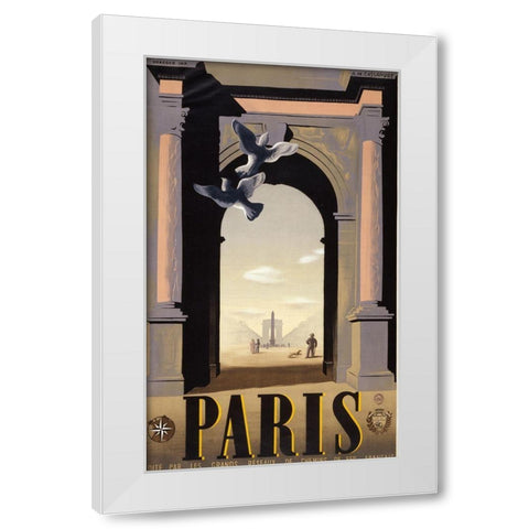 Paris Arc Triomph White Modern Wood Framed Art Print by Vintage Apple Collection