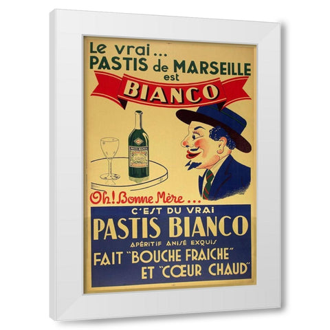 Pastis Bianco White Modern Wood Framed Art Print by Vintage Apple Collection
