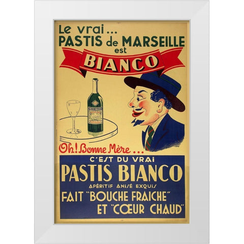 Pastis Bianco White Modern Wood Framed Art Print by Vintage Apple Collection