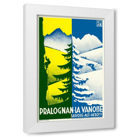 Pralognan Ski White Modern Wood Framed Art Print by Vintage Apple Collection